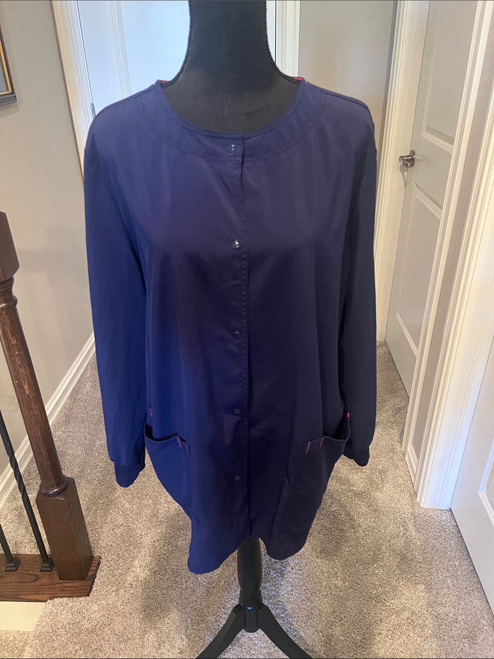 Scrubstar Navy Button-Front Women's Scrub Top